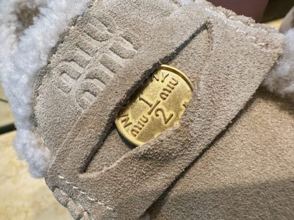 Miu Miu suede loafers with fur metal coin #4027 - Image 14