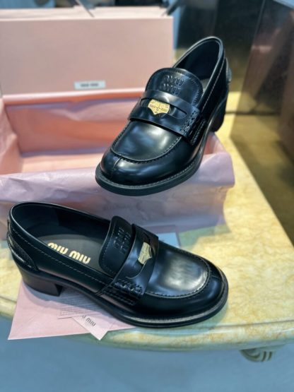  Miu Miu Brushed leather loafers metal coin #4025 - Image 6