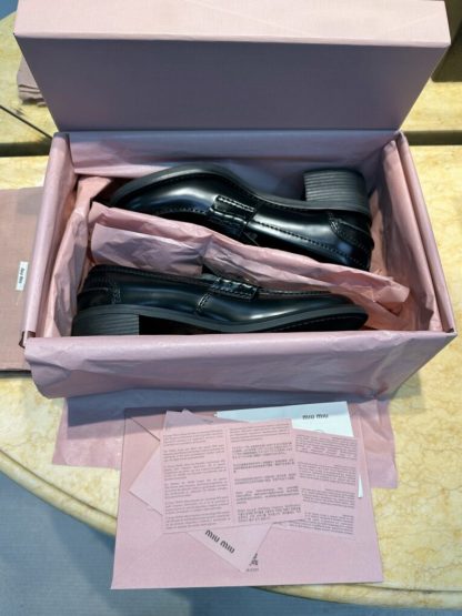  Miu Miu Brushed leather loafers metal coin #4025 - Image 9