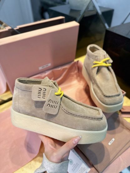 Replica Miu Miu Suede delave wedge ankle boots #4021