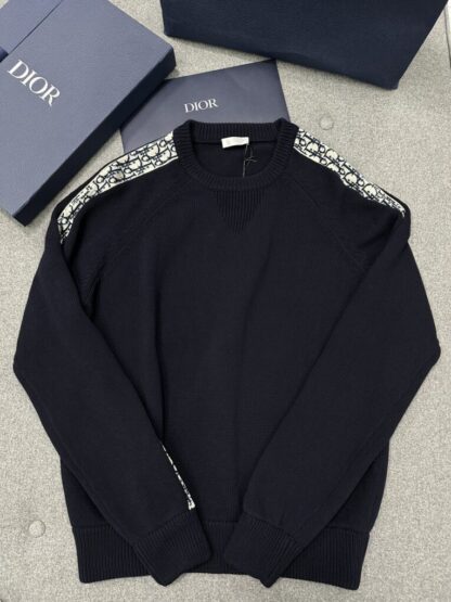  Dior Sweater with Dior Oblique Inserts Deep Blue #4109 - Image 9