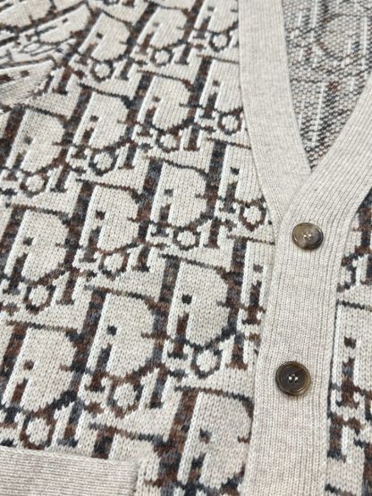  Dior Oblique Cardigan Sweater With Buttons Beige and Brown Virgin Wool Jacquard #3980 - Image 12