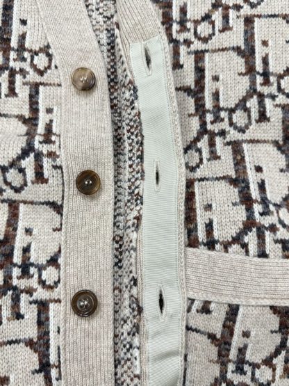  Dior Oblique Cardigan Sweater With Buttons Beige and Brown Virgin Wool Jacquard #3980 - Image 13