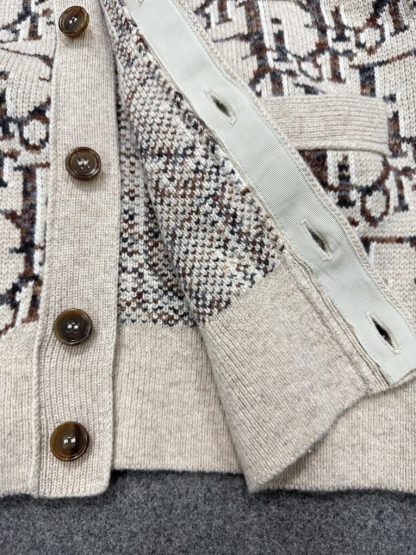  Dior Oblique Cardigan Sweater With Buttons Beige and Brown Virgin Wool Jacquard #3980 - Image 14