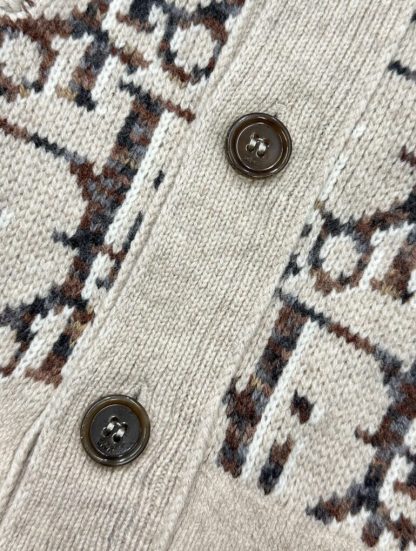  Dior Oblique Cardigan Sweater With Buttons Beige and Brown Virgin Wool Jacquard #3980 - Image 15