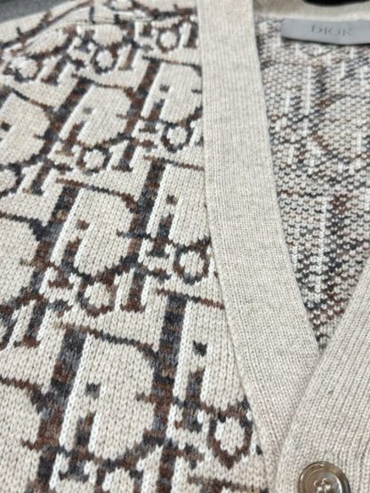  Dior Oblique Cardigan Sweater With Buttons Beige and Brown Virgin Wool Jacquard #3980 - Image 23
