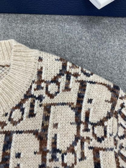  Dior Oblique Cardigan Beige and Brown Virgin Wool Jacquard #3983 - Image 13