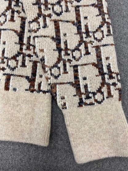  Dior Oblique Cardigan Beige and Brown Virgin Wool Jacquard #3983 - Image 9