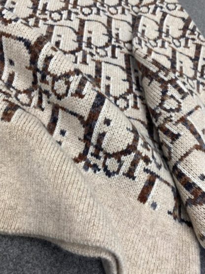  Dior Oblique Cardigan Beige and Brown Virgin Wool Jacquard #3983 - Image 10