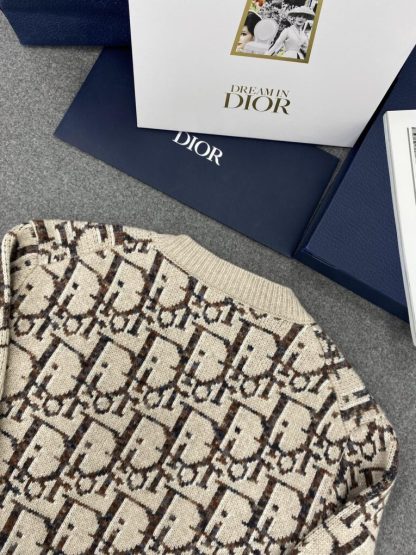  Dior Oblique Cardigan Beige and Brown Virgin Wool Jacquard #3983 - Image 16