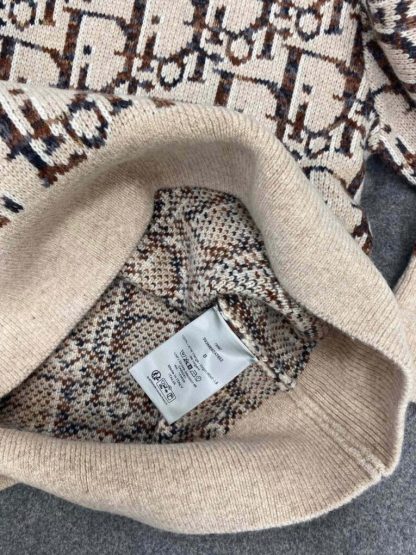  Dior Oblique Cardigan Beige and Brown Virgin Wool Jacquard #3983 - Image 17