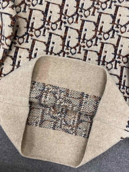  Dior Oblique Cardigan Beige and Brown Virgin Wool Jacquard #3983 - Image 18