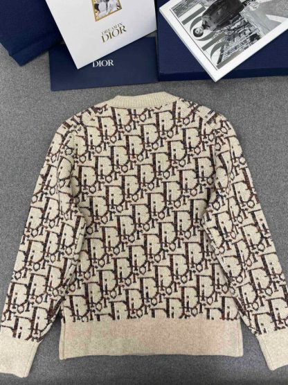  Dior Oblique Cardigan Beige and Brown Virgin Wool Jacquard #3983 - Image 2