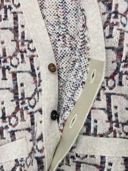  Dior Oblique Cardigan Sweater With Buttons Beige and Brown Virgin Wool Jacquard #3980 - Image 25