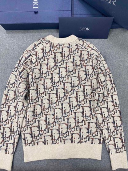  Dior Oblique Cardigan Sweater With Buttons Beige and Brown Virgin Wool Jacquard #3980 - Image 6