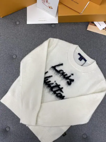  Louis Vuitton Brushed Knit Jumper 1AGHCT White #3988 - Image 4