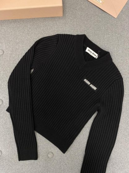  Miu Miu Cropped wool sweater Black Knitwear Women #3984 - Image 4