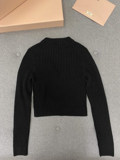  Miu Miu Cropped wool sweater Black Knitwear Women #3984 - Image 6
