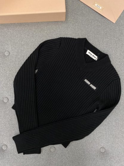  Miu Miu Cropped wool sweater Black Knitwear Women #3984 - Image 9