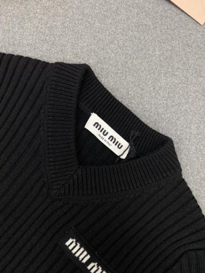  Miu Miu Cropped wool sweater Black Knitwear Women #3984 - Image 17
