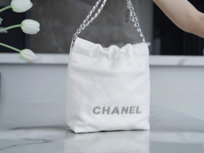 REPLICA CHANEL 22 MINI HANDBAG CALFSKIN WHITE & SLIVER HARDWARE 2025 #4042 - Image 6