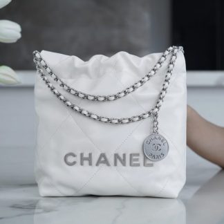 REPLICA CHANEL 22 MINI HANDBAG CALFSKIN WHITE & SLIVER HARDWARE 2025 #4042
