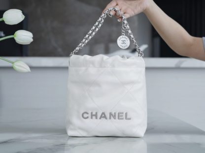REPLICA CHANEL 22 MINI HANDBAG CALFSKIN WHITE & SLIVER HARDWARE 2025 #4042 - Image 7