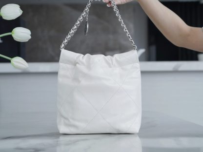 REPLICA CHANEL 22 MINI HANDBAG CALFSKIN WHITE & SLIVER HARDWARE 2025 #4042 - Image 8