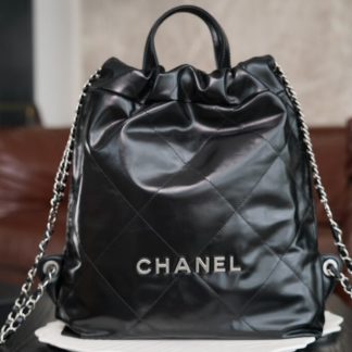 REPLICA CHANEL CHANEL 22 BACKPACK BLACK LAMBSKIN 2025 #4037