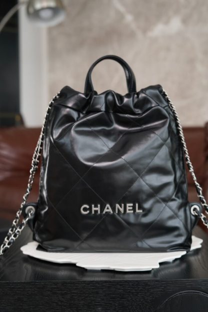 REPLICA CHANEL CHANEL 22 BACKPACK BLACK LAMBSKIN 2025 #4037