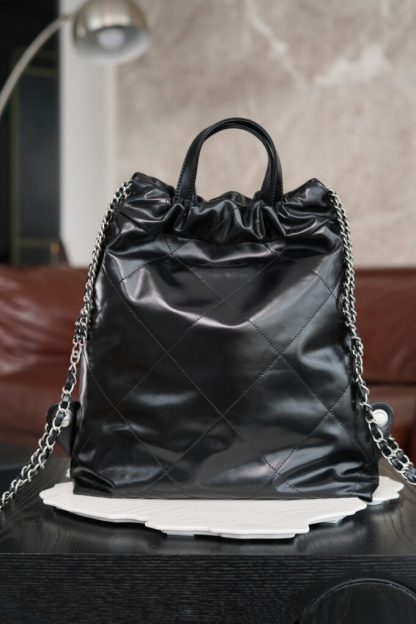 REPLICA CHANEL 22 BACKPACK BLACK LAMBSKIN 2025 #4037 - Image 5