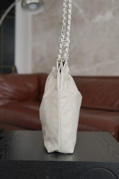 REPLICA CHANEL 22 SMALL HANDBAG CALFSKIN WHITE & SLIVER HARDWARE 2025 #4044 - Image 5