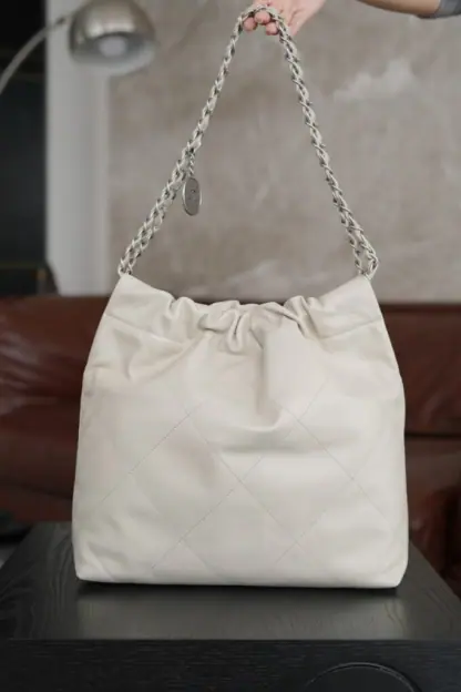REPLICA CHANEL 22 SMALL HANDBAG CALFSKIN WHITE & SLIVER HARDWARE 2025 #4044 - Image 9