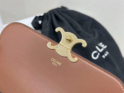 REPLICA TEEN CELINE LOLA IN TRIOMPHE CANVAS AND CALFSKIN 119532 TAN #3972 - Image 4