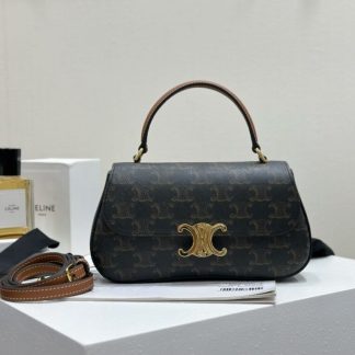 REPLICA TEEN CELINE LOLA IN TRIOMPHE CANVAS AND CALFSKIN 119532 TAN #3972