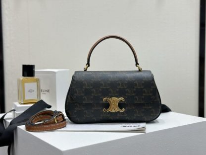 REPLICA TEEN CELINE LOLA IN TRIOMPHE CANVAS AND CALFSKIN 119532 TAN #3972