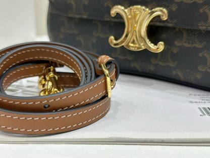 REPLICA TEEN CELINE LOLA IN TRIOMPHE CANVAS AND CALFSKIN 119532 TAN #3972 - Image 7