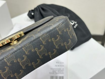 REPLICA TEEN CELINE LOLA IN TRIOMPHE CANVAS AND CALFSKIN 119532 TAN #3972 - Image 11