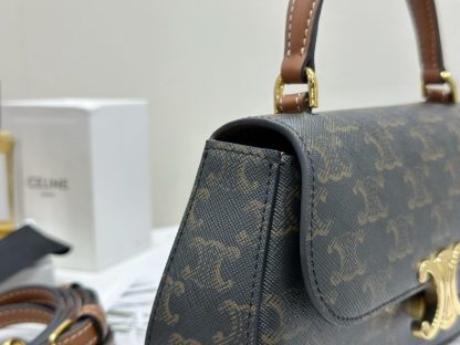 REPLICA TEEN CELINE LOLA IN TRIOMPHE CANVAS AND CALFSKIN 119532 TAN #3972 - Image 12