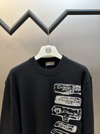 Dior Archives Labels Sweater For Men Black Wool Jersey #4111 - Image 4