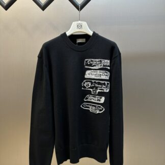 Replica Dior Archives Labels Sweater For Men Black Wool Jersey #4111