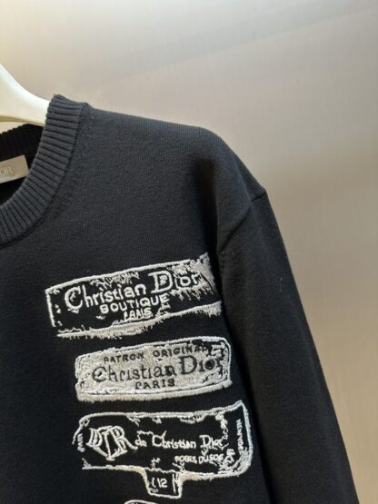 Dior Archives Labels Sweater For Men Black Wool Jersey #4111 - Image 2