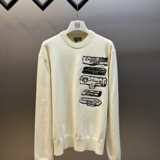 Replica Dior Archives Labels Sweater For Men White Wool Jersey #4110