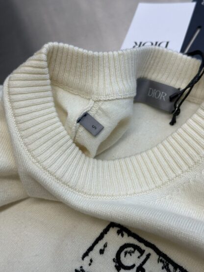  Dior Archives Labels Sweater For Men White Wool Jersey #4110 - Image 7