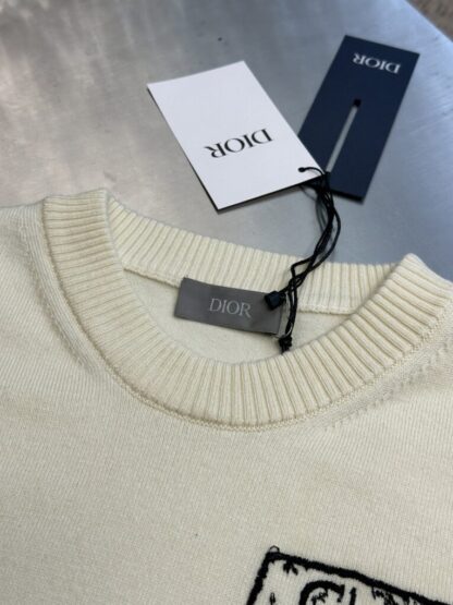  Dior Archives Labels Sweater For Men White Wool Jersey #4110 - Image 4