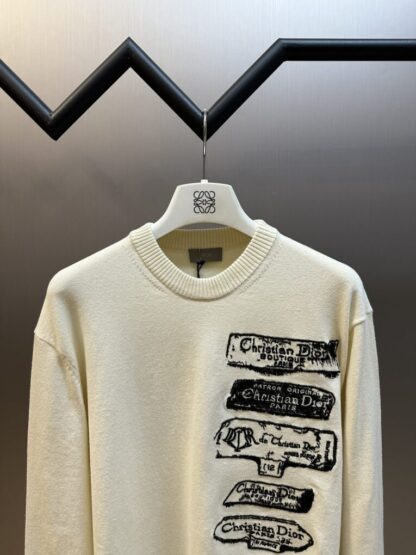  Dior Archives Labels Sweater For Men White Wool Jersey #4110 - Image 2