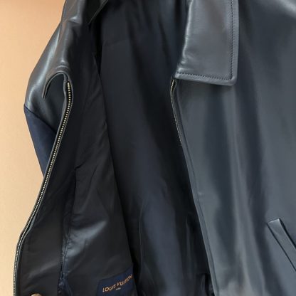  Louis Vuitton Leather Mix Blouson Jacket 1AFQL3 #4011 - Image 4