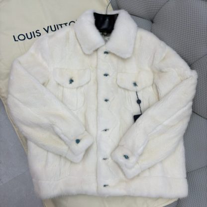  Louis Vuitton Mink Trucker Jacket 1AFXB5 #4012 - Image 7