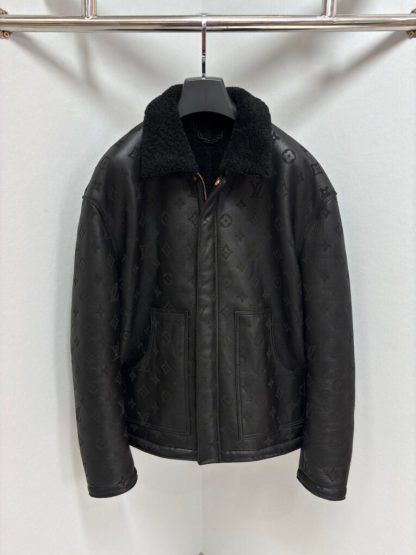  Louis Vuitton Shearling Embossed Monogram Jacket 1AAU2D #4010 - Image 7