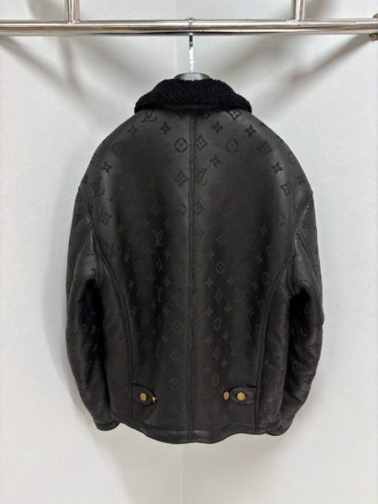  Louis Vuitton Shearling Embossed Monogram Jacket 1AAU2D #4010 - Image 9